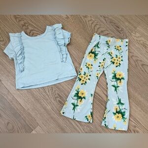 btween Toddler Girl Floral Flared Bottom Set